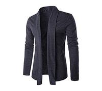 PRJN Men Spring and Autumn no Button Solid Color Cardigan Sweater Casual Men's Clothing Men Jacket Stylish Men Fashion Cardigan Jacket Slim Long Sleeve Casual Coat Cotton Outwear Tops