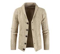 PRJN Mens Cardigan Button Front Fashion Jumper Men Knitted Cardigan Classic Button V Neck Knitted Cardigans Plus Size Cardigans with Pockets Men's Wool Cardigan Jumper Sweatshirt Men's Cardigan