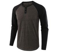 PRJN Men's Casual Regular Fit Long Raglan Sleeve Baseball Henley T-Shirts Mens Henley Long Sleeve T-Shirts Button Round Neck Slim Fit Cotton Tops Casual Shirt Men's Casual Sports T-Shirt