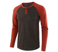 PRJN Men's Casual Regular Fit Long Raglan Sleeve Baseball Henley T-Shirts Mens Henley Long Sleeve T-Shirts Button Round Neck Slim Fit Cotton Tops Casual Shirt Men's Casual Sports T-Shirt