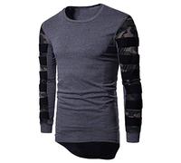 PRJN Mens Casual Shirt Tactics Camouflage Long-Sleeve Basic Shirt Men's Fashion Camouflage Pocket Stitching Casual Long-Sleeved T-Shirt Men's Camo Combat Long Sleeve T-Shirt Mens Casual Shirt