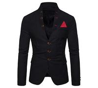 PRJN Mens Casual Slim Fit Standing Collar Blazer 3 Button Suit Sport Jackets Men Blazer Regular Fit Blazer Cotton Stand Collar Solid Color Plus Size Single Breasted Three Buttons Suit Jacket
