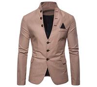 PRJN Mens Casual Slim Fit Standing Collar Blazer 3 Button Suit Sport Jackets Men Blazer Regular Fit Blazer Cotton Stand Collar Solid Color Plus Size Single Breasted Three Buttons Suit Jacket
