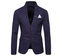 PRJN Mens Casual Slim Fit Standing Collar Blazer 3 Button Suit Sport Jackets Men Blazer Regular Fit Blazer Cotton Stand Collar Solid Color Plus Size Single Breasted Three Buttons Suit Jacket