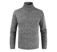 PRJN Mens Jumper Turtleneck Sweater Cable Knitted Pullover Jumpers Long Sleeve Basic Pullovers Slim Fit Knitwear Mens Jumpers Slim Fit Turtleneck Twisted Knitted Pullover Jumpers A-Black