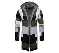 PRJN Men's Shawl Collar Cardigan Long Open Edge Knit Sweater Lightweight Warm Winter Coat Jumper Slim Fit Outwear Knitwear Jacket Men Cardigan Shawl Collared Sweater Placket Long Line B-Green