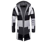 PRJN Men's Shawl Collar Cardigan Long Open Edge Knit Sweater Lightweight Warm Winter Coat Jumper Slim Fit Outwear Knitwear Jacket Men Cardigan Shawl Collared Sweater Placket Long Line