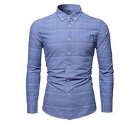 PRJN Men's Standard Slim-Fit Long-Sleeve Plaid Flannel Shirt Mens Shirts Long Sleeve Plain Solid/Checked Shirt Dress Casual Cotton Button Down Shirts Tops Men Shirt Button Down Mens Checked Shirts