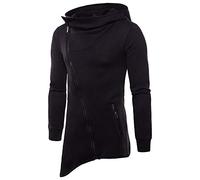 PRJN Men's Vest Hoodies New Casual Fashion Men's Hem Irregular Diagonal Zipper Sport t-Shirt Men's Shirt Diagonal Zipper Men's Casual Slim fit Hooded Cardigan Sweater Men's top Long Sleeve
