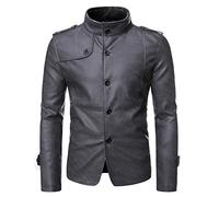 PRJN Men's Winter Fleece Jacket Warm Stand Collar Military Thicken Cotton Coat Men's Padded Casual Long Sleeve Button Warm Jacket Men's Casual Jacket Outdoor Windproof Jackets Men's Leather Jacket