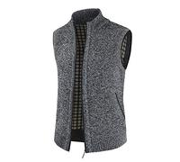 PRJN Mens Wool V-Neck Gilet Sleeveless zipper Vest Waistcoat Classic Gentleman Knitwear Cardigans Knitted Sweater Tank Tops with Buttons Men’s Cashmere Wool Relax Fit V-Neck Sweater with zipper