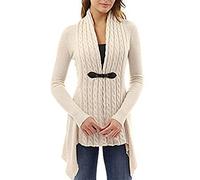 PRJN Womens Solid Color Long Sleeve Striped Draped Cardigan Spring Autumn and Winter Sweaters Fashion casual V-Neck Coat Open Front Knitted Cardigan top Long Knitting Trench Jumper Blouse Unterzieh