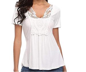 PRJN Womens Wild Tops Deep V-Neck Low Cut Ruched Front Short Sleeve Ruffle Summer Blouse Loose T-Shirt Women Ladies Casual deep V-Neck Pleated Front Short Sleeve Ruffled top T-Shirt