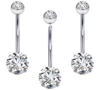 Prjndjw 14G Belly Button Ring 6mm-14mm Surgical Steel Belly Rings for Women Men Belly Piercing Jewelry Extra Long Belly Button Rings Cute CZ Navel Ring External/Internal Thread Belly Button Rings