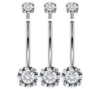 Prjndjw 14G Belly Button Ring 6mm-14mm Surgical Steel Belly Rings for Women Men Belly Piercing Jewelry Extra Long Belly Button Rings Cute CZ Navel Ring External/Internal Thread Belly Button Rings