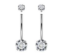 Prjndjw Belly button ring 14MM Long belly rings Surgical Steel for women men belly piercing jewelry Extra long belly button rings CZ 14G navel ring External/Internal thread belly button rings