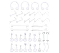 Prjndjw Clear Piercing Retainers for Sports Set Silicone Plastic Nose Rings tragus conch cartilage Earrings Horseshoe Ring Monroe Medusa Lip Rings Stud Labret Piercing Jewelry for Work Surgery