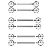 Prjndjw Internal Thread Tongue Nipple Piercing Jewelry 16G 14G 12mm-16mm Surgical Steel tongue rings,nipple rings for Women Mens Short Long Tongue Niplle bridge Piercing Jewelry, Stainless Steel Metal