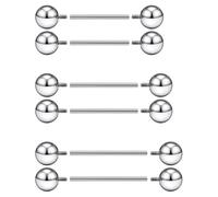 Prjndjw Internal Thread Tongue Nipple Piercing Jewelry 16G 14G 12mm-16mm Surgical Steel tongue rings,nipple rings for Women Mens Short Long Tongue Niplle bridge Piercing Jewelry, Stainless Steel Metal