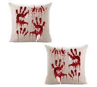 PRK 14 2 pcs Halloween Blood Hand Splatter Cushion Covers Gothic Pillow Throws Monsters for Livingroom Bedroom Couples Sofa Horror Scary Pillowcase Set 45 x 45cm