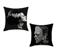 PRK 14 2 pcs Halloween Cushion Covers Gothic Pillow Throws Monsters for Livingroom Bedroom Couples Sofa Horror Scary Pillowcase Set 45 x 45cm