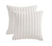 PRK 14 2Pcs Christmas Cushion Covers 45cm x 45cm - Fluffy White Winter Holiday Designs - Cozy Decorative Pillow Cases for Sofa, Bed, and Festive Home Décor