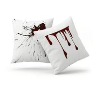 PRK 14 Cushion Covers 2 pcs Halloween Blood Splatter Gothic Pillow Throws Monsters for Livingroom Bedroom Couples Sofa Horror Scary Pillowcase Set 45 x 45cm