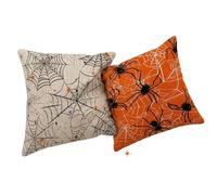 PRK 14 Cushion Covers 2 pcs Halloween Spider Web Gothic Pillow Throws Monsters for Livingroom Bedroom Couples Sofa Horror Scary Pillowcase Set 45 x 45cm