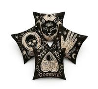 PRK 14 Cushion Covers 4 pcs Halloween Pillow Throws for Livingroom Bedroom Skulls Evil Ouija Board Couples Sofa Horror Scary Pillowcase Set 45 x 45cm