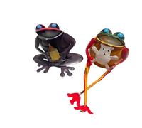 PRK 14 Garden Frog Ornaments Metal Figures Handcrafted and Painted Bright Colours Iron Summer Decoration Sculpture Gift Set of 2