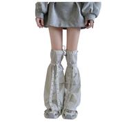 PRK 14 Grey Kawaii Leg Warmers Girls Cloth Sleeves Baggy Knee High Flared Gothic Womens Festival Goth Fashion Y2K Emo Grunge Winter Warm Style