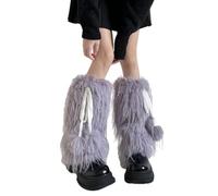 PRK 14 Purple Kawaii Leg Warmers Girls Woolly Sleeves Baggy Knee High Flared Gothic Womens Festival Goth Fashion Y2K Emo Grunge Winter Warm Style