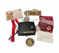 PRK 14 Santa’s Lost Wallet - Black PU Christmas Prop with Driver’s License, Pay Cards, Bell, Button, Gold Coin, Nice Naughty List & Surprise Items - Xmas Holiday Photo Secret Stocking Stuffer