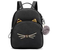 PRLINJSK Mini Backpack for Girls Teens Women Small Cat Backpack Purse, Black, S, Travel Backpacks