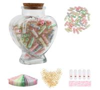 Prmape 101 pcs Capsule Letters Message with Wishing Bottle, Fluorescence Transparent Pill Capsules, Capsule Message Pill Letter for Love Letters, Friendship Notes or Gifts