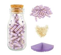 Prmape 101 pcs Capsule Letters Message with Wishing Bottle, Purple Transparent Pill Capsules, Capsule Message Pill Letter for Love Letters, Friendship Notes or Gifts