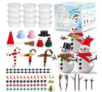 Prmape 12er Set Christmas Snowman Art Crafts Kit, 131pcs Snowman Craft Christmas Modelling Clay Air Drying, Build a Snow Winter Xmas Activities Set for Holiday/Winter Party