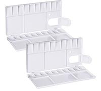Prmape 2 Pcs Watercolour Mixing Palette - 25 Wells, 7.8 * 3.9-inch, Portable Folding Palette for Kids and Adults
