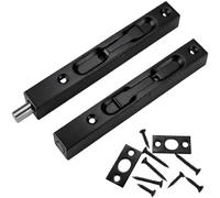 Prmape 2 Pieces Door Flush Bolt Black Latch Lock Slide Bolt Lock for Concealed Door 304 Stainless Steel Brushed Slide Latch for Wooden French Doors