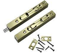 Prmape 2 Pieces Door Flush Bolt Latch Lock Slide Bolt Lock for Concealed Door 304 Stainless Steel Brushed Slide Latch for Wooden French Doors(Verdigris Finish)