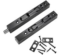 Prmape 2 Pieces Grey Door Flush Bolt Latch Lock Slide Bolt Lock for Concealed Door 304 Stainless Steel Brushed Slide Latch for Wooden French Doors