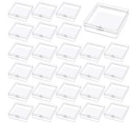 Prmape 30 Pieces Small Storage Box with Lid, 5.5 * 5.5 * 1.7cm Mini Rectangular Plastic Boxes, Mini Clear Bead Storage Containers, Containers with Hinged Lids for Bead Pill Candy Jewellery Craft
