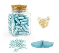 Prmape Pack of 101 Letter Capsule with Desired Bottle, Blue Transparent Message Capsule with Rolled Love Letters, Smile Face Capsule Message for Family/Boyfriend/Girlfriend