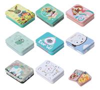 Prmape Pack of 8 Metal Tins with Lids, 90 x 65 x 25 mm Cartoon Animals Tin Tin Metal Box with Lid, Small Tin Cans, Colourful for Small Items and Other Craft Projects