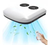 PRMTYUP 12V Rv Rooftop Air Conditioner, 8500 BTU 12 volt RV Air Conditioner, Dual Fan Camper ac unit, Fast Cooling, for RVs Motorhome Car Semi Truck Van Trailer Tractor Boat,White,12V