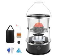 PRMTYUP 2 in 1 Non-Electric Indoor Outdoor Heater with Adjustable Height & Flame & Easy Storage,9000 BTU Portable Kerosene Heater & Stove, for Camping, Hunting, Cooking, Home,Black,Full Set