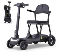 PRMTYUP 4 Wheel Powered Travel Mobility Scooter, Model Portable Mobility Scooter, Lightweight Foldable, With Dual Removable Batteries, for Seniors & Adults,Black