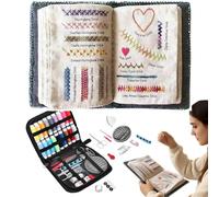 PRMTYUP Beginner Embroidery kit for Adults, Sew Anywhere with Instructional Tutorial 106 Pattern, All-in-One Embroidery Stitch Book & Sewing Kit 86 PCS, for Sew Enthusiast,2pcs