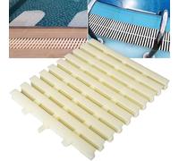 PRMTYUP Channel Drain Grate, ABS Plastic Drain Grille Floor Drain Cover, Three-Hole Spliced 90° Angle Overflow Grate, For Bathroom Kitchen Driveways Patios Decks,Bone,25x100CM/10pcs