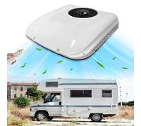 PRMTYUP DC 12/24V RV Rooftop Air Conditioner, 7000 BTU Universal for RV Rooftop AC Unit, Ultra-Thin Electric Parking Air Conditioning Fit, Quiet A/C Unit Fast Cooling,White,12V